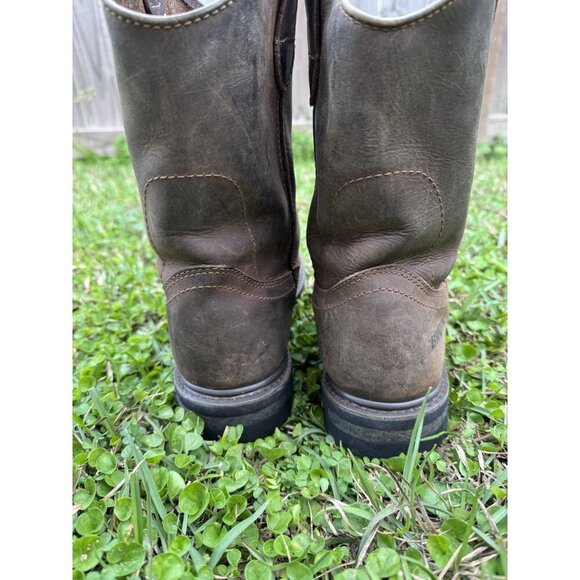 Men's Brazos Brown Leather Round Toe Safety Toe Work Boots Size 9 B9703 - Picture 5 of 16